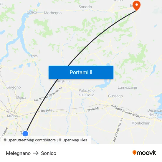 Melegnano to Sonico map