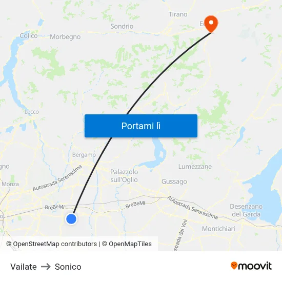 Vailate to Sonico map