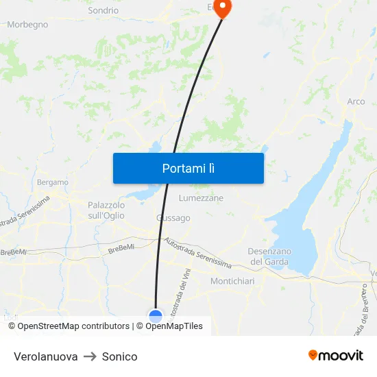 Verolanuova to Sonico map