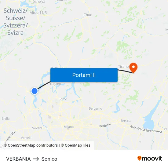 VERBANIA to Sonico map