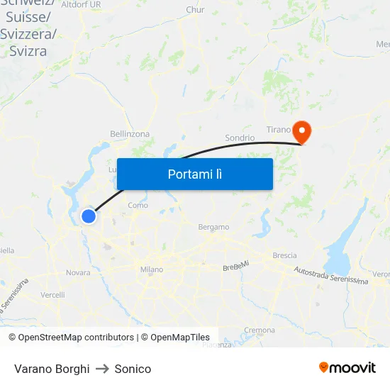 Varano Borghi to Sonico map