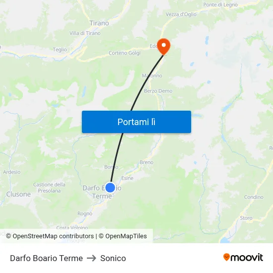 Darfo Boario Terme to Sonico map