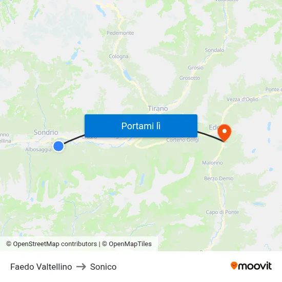 Faedo Valtellino to Sonico map