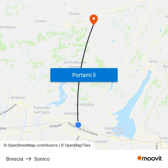 Brescia to Sonico map