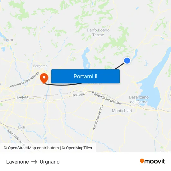 Lavenone to Urgnano map