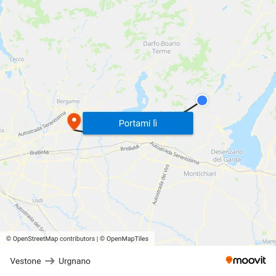 Vestone to Urgnano map