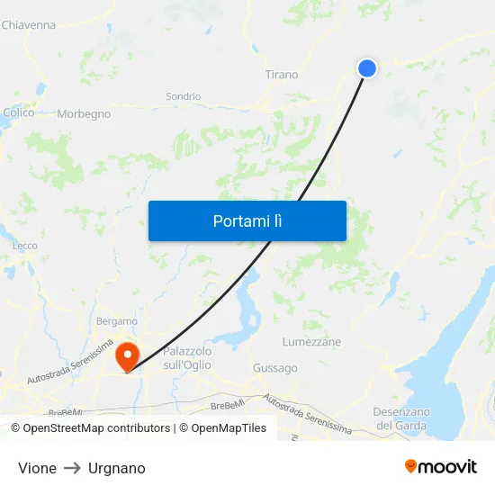 Vione to Urgnano map