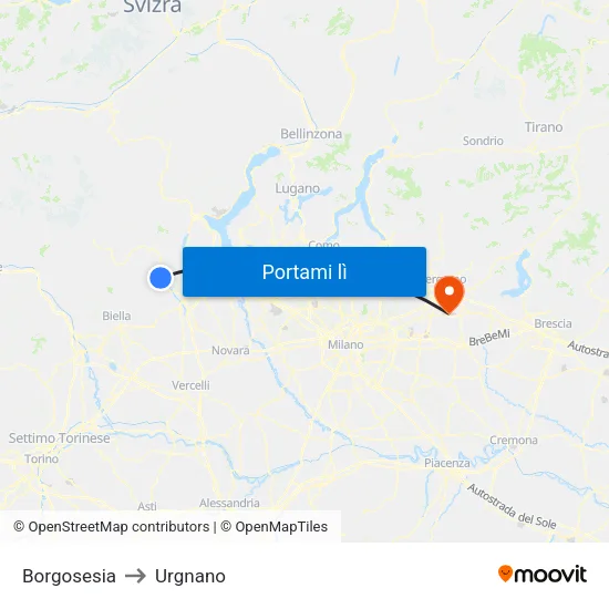 Borgosesia to Urgnano map