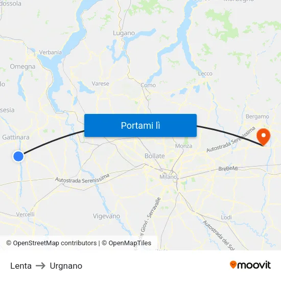 Lenta to Urgnano map