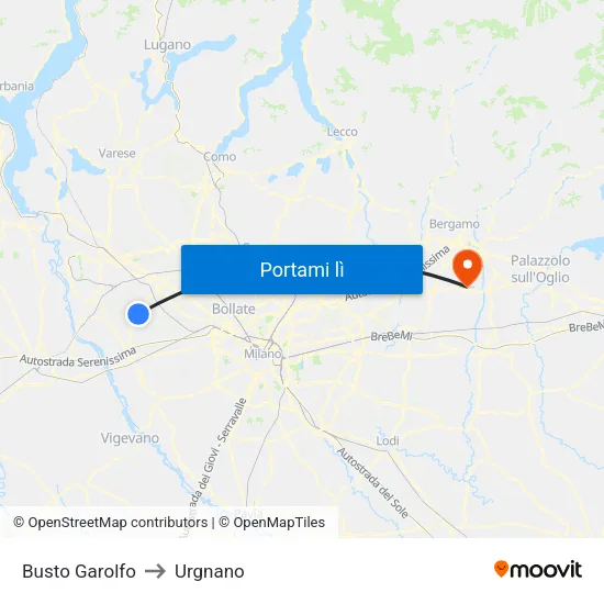 Busto Garolfo to Urgnano map