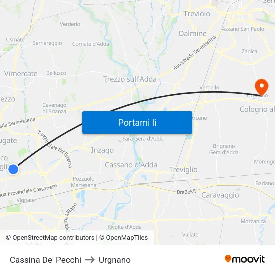 Cassina De' Pecchi to Urgnano map