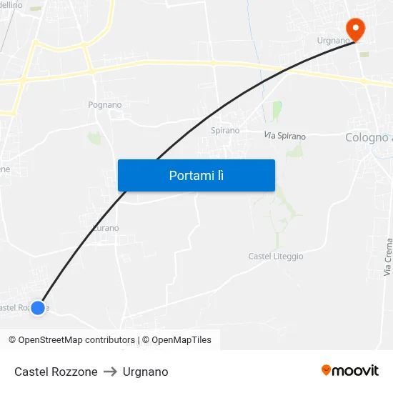 Castel Rozzone to Urgnano map