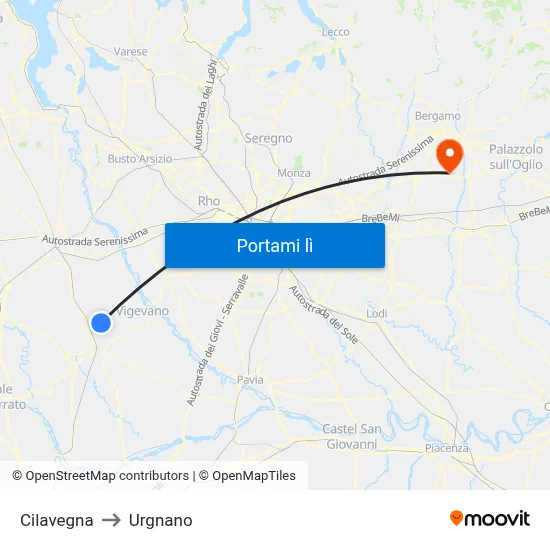 Cilavegna to Urgnano map