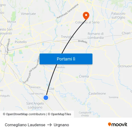Cornegliano Laudense to Urgnano map