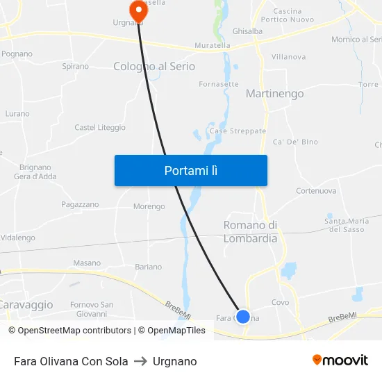 Fara Olivana Con Sola to Urgnano map