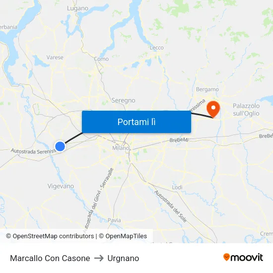Marcallo Con Casone to Urgnano map