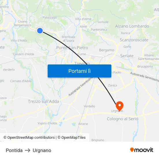 Pontida to Urgnano map