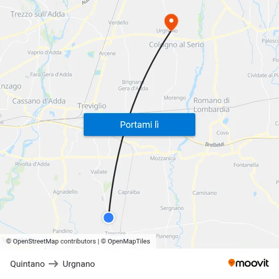 Quintano to Urgnano map