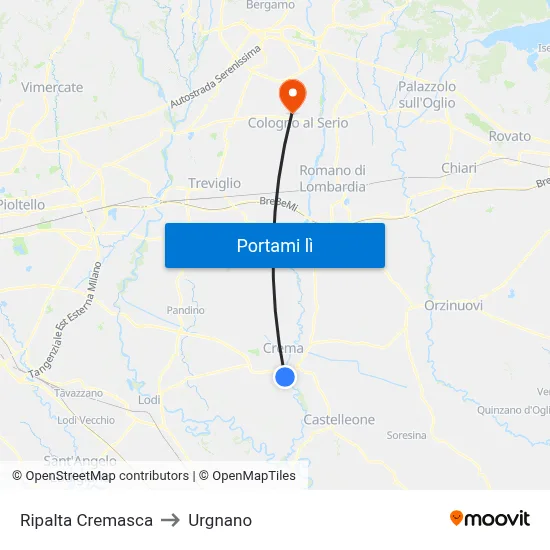 Ripalta Cremasca to Urgnano map