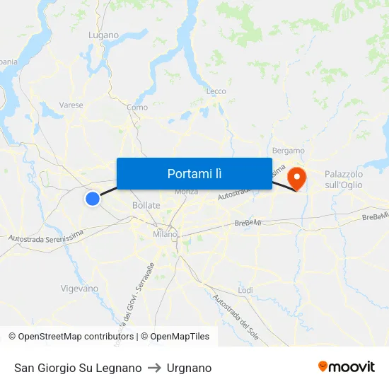 San Giorgio Su Legnano to Urgnano map