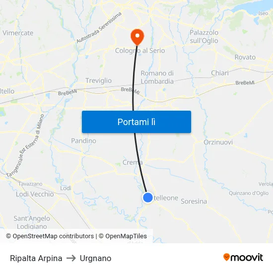 Ripalta Arpina to Urgnano map