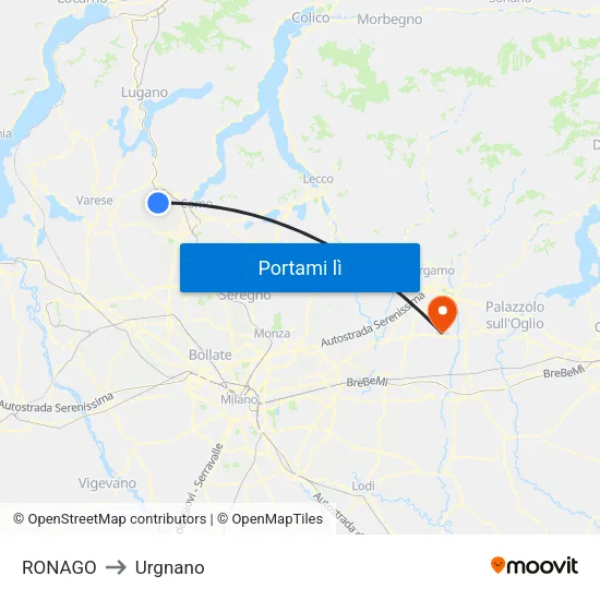 RONAGO to Urgnano map