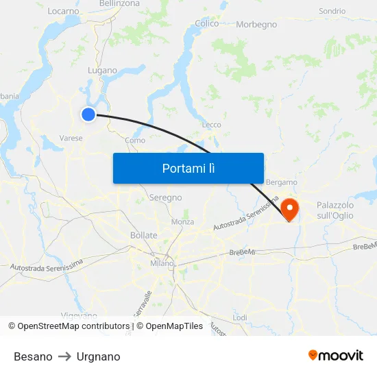 Besano to Urgnano map