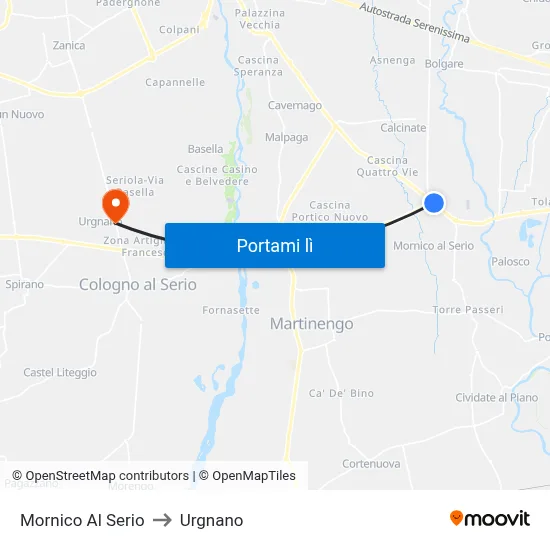 Mornico Al Serio to Urgnano map