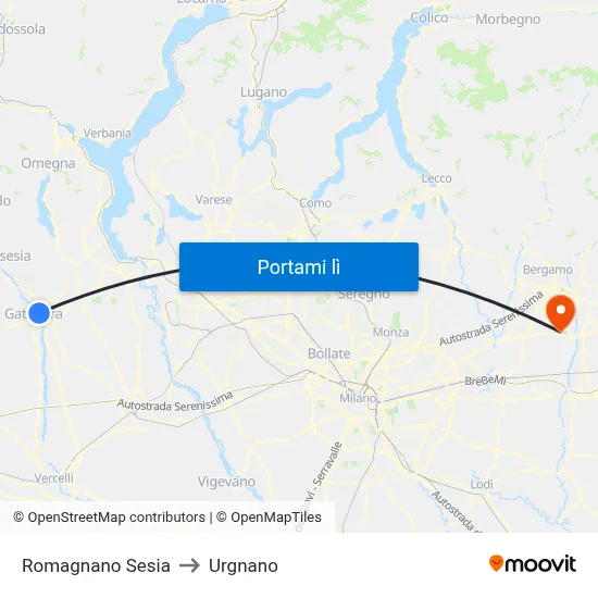 Romagnano Sesia to Urgnano map