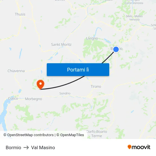Bormio to Val Masino map