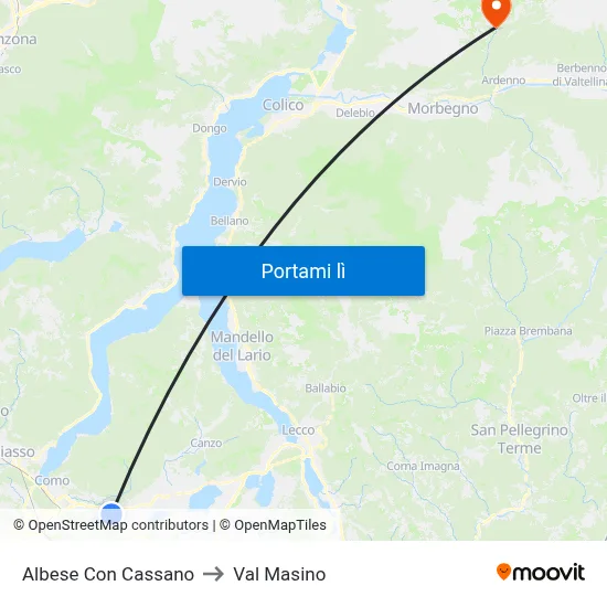 Albese Con Cassano to Val Masino map