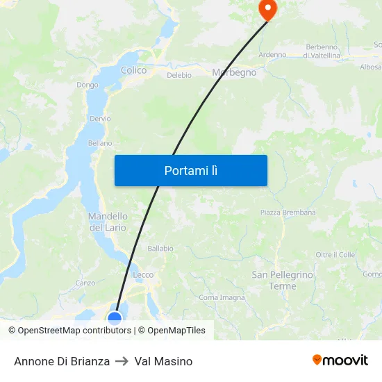 Annone Di Brianza to Val Masino map