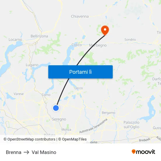 Brenna to Val Masino map