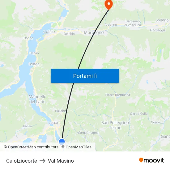 Calolziocorte to Val Masino map