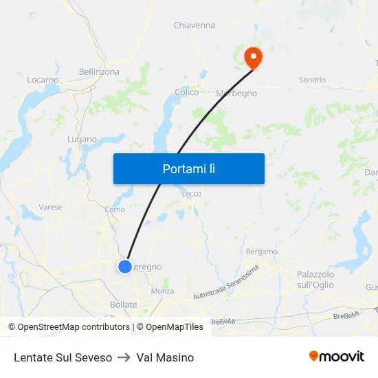 Lentate Sul Seveso to Val Masino map