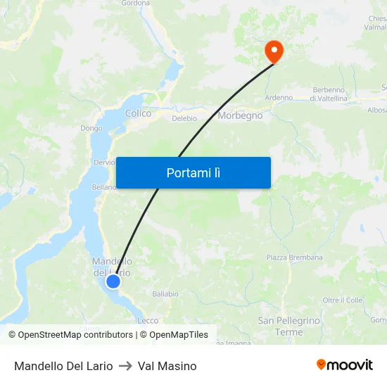 Mandello Del Lario to Val Masino map