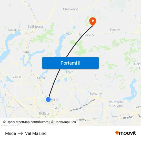 Meda to Val Masino map