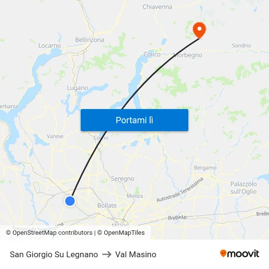 San Giorgio Su Legnano to Val Masino map