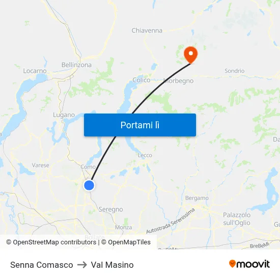 Senna Comasco to Val Masino map