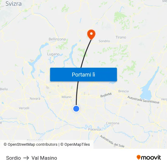 Sordio to Val Masino map