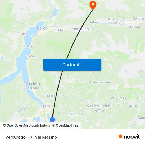 Vercurago to Val Masino map