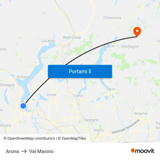 Arona to Val Masino map