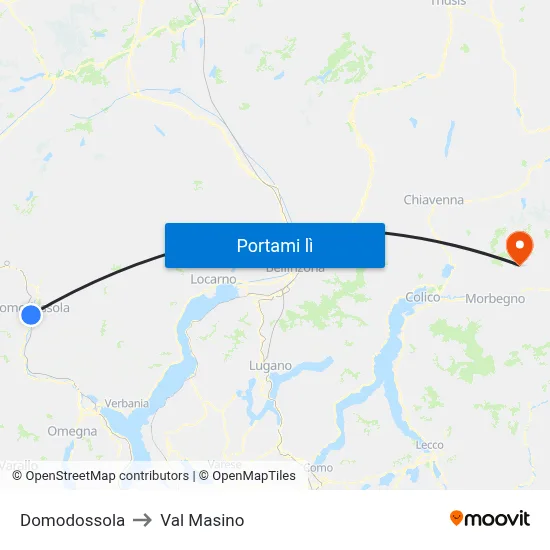 Domodossola to Val Masino map