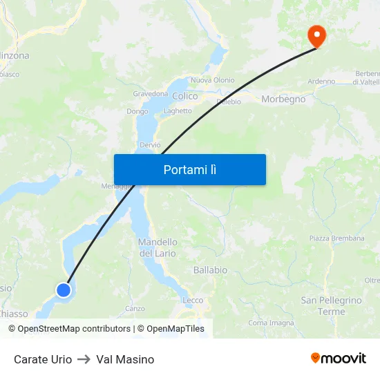 Carate Urio to Val Masino map