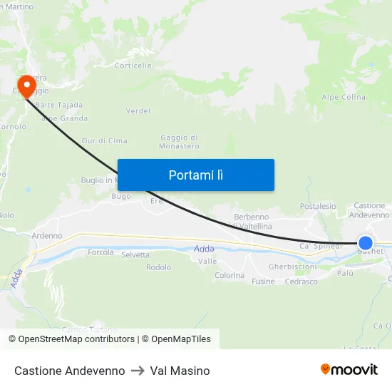 Castione Andevenno to Val Masino map
