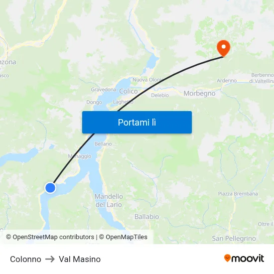 Colonno to Val Masino map