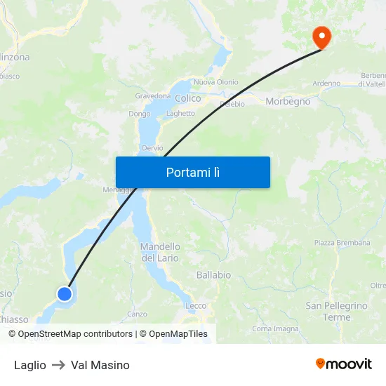 Laglio to Val Masino map