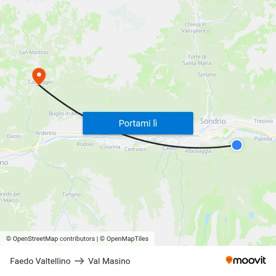 Faedo Valtellino to Val Masino map