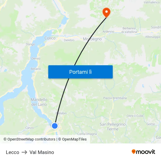 Lecco to Val Masino map