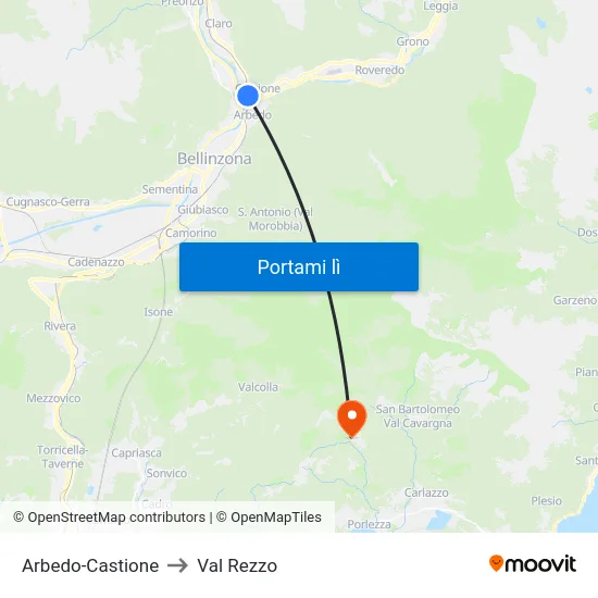 Arbedo-Castione to Val Rezzo map